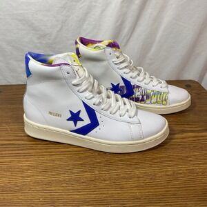 Converse Pro Leather Peace Love Basketball‎ High Top Sneakers White Blue Mens 7